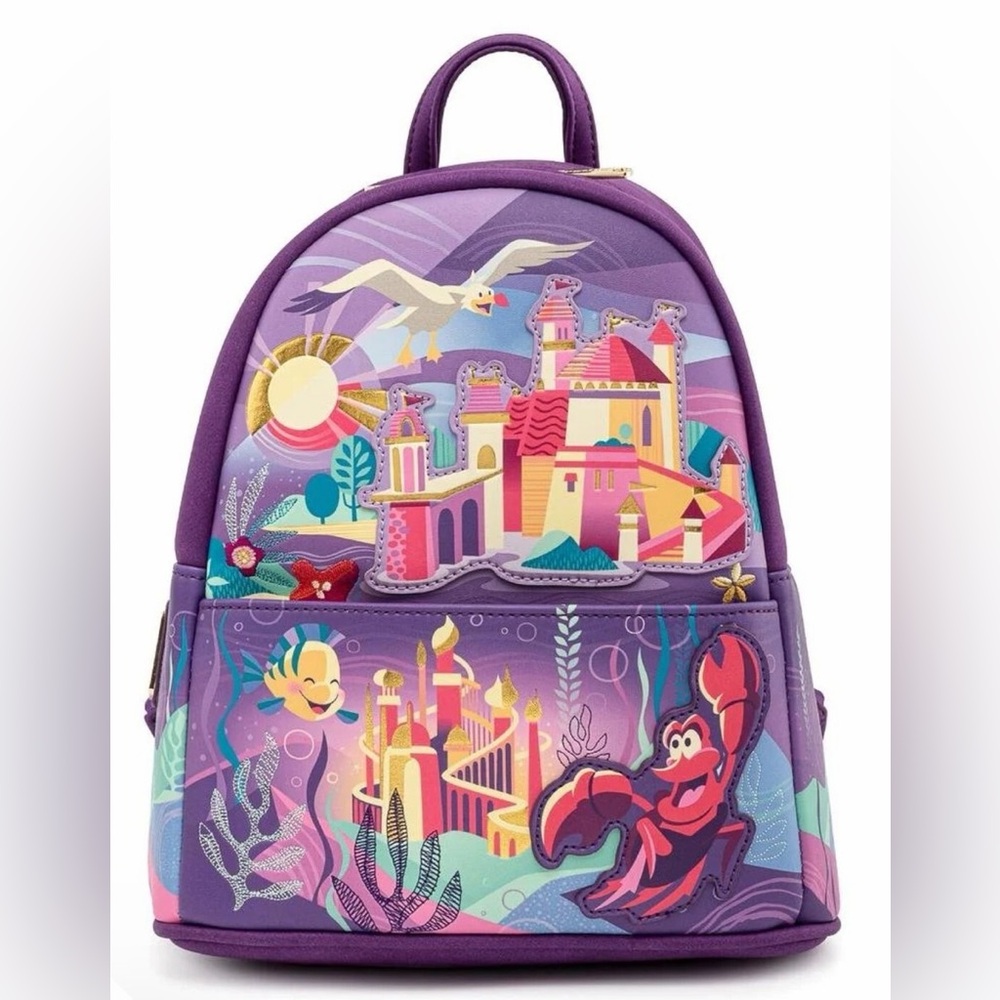 Loungefly Backpack Purple The Little Mermaid Ariel Castle Disney